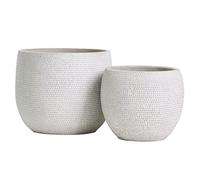 Olly & Rose Barcelona - Juego de 2 macetas de cerámica para Interiores y Exteriores (Blanco)