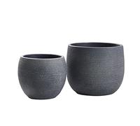 Olly & Rose Barcelona - Juego de 2 macetas de cerámica para Interiores y Exteriores (Negro)