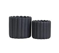 Olly & Rose iOS - Maceta Vertical a Rayas - Macetas de cerámica moteada de carbón - 17 y 13 cm de diámetro, macetas para Interiores y Exteriores, decoración del hogar (Negro)