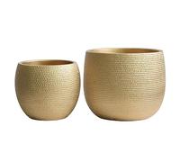 Olly & Rose Juego de 2 macetas de cerámica Barcelona, color dorado, para interior y exterior, decoración para casa y jardín (dorado, 14 cm + 17,5 cm)