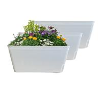 Olly & Rose Lazy Planters - Macetas de riego automático - Paquete de 3 - Macetas de autorriego Blanco Mate (Blanco)