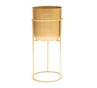 Olly & Rose Maceta de metal mate con soporte dorado para plantas - Maceta grande de 50 cm para interior con soporte - Gran maceta decorativa