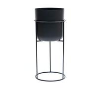 Olly & Rose Maceta de metal mate con soporte negro para plantas, maceta grande de 50 cm de alto para interiores con soporte, maceta decorativa grande (negro, altura de 50 cm)