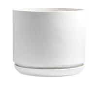 Olly & Rose Maceta grande de fibra blanca mate de 35,5 cm con platillo, maceta grande para interiores y exteriores