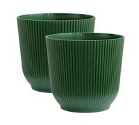 Olly & Rose Macetas Oxford de plástico, paquete de 2, macetas de interior y exterior para jardín y hogar, macetas de resina endurecida (verde, 18 cm)