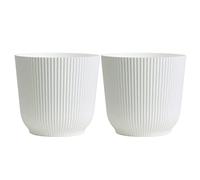 Olly & Rose Macetas Oxford de plástico, paquete de 2, macetas de interior y exterior para jardín y hogar, macetas de resina endurecida (blanco, 14 cm)