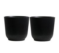 Olly & Rose Macetas Oxford de plástico, paquete de 2, macetas de interior y exterior para jardín y hogar, macetas de resina endurecida (negro, 18 cm)