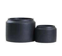 Olly & Rose Macetas Porto - Juego de 2 macetas de cerámica Negro Mate para Interiores y Exteriores (Negro Mate)