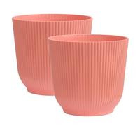 Olly & Rose Oxford Lot de 2 macetas de flores de plástico para interior y exterior para jardín y casa - Macetas de resina templada (rosa, 18 cm)