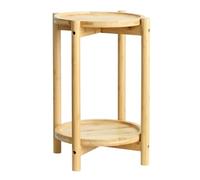 Olly & Rose Soporte para plantas de bambú, soporte de madera de 2 niveles para plantas de 31 cm de diámetro