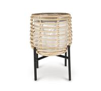 Olly & Rose Soporte para plantas de ratán natural y hierro, 24 cm de diámetro, soporte grande para plantas medianas y grandes y arreglos florales con forro