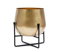 Olly & Rose Soporte para Plantas XL Dorado con Maceta de Plantas 28cm 11 Pulgadas - Macetas de Plantas de Metal Macetero Interior Maceta Grande para Flores..