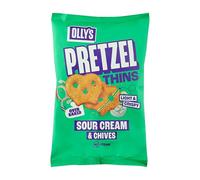 Olly's Pretzels horneados Sabor a Crema Agria y Cebolla, Snacks Veganos y Saludables, con Menos Grasa y Calorías, Más Proteínas - Bolsa 140g