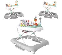 Olmitos - Andador Balancín Bebé 2 en 1 Multifunción Primeros pasos con Bandeja Didáctica y Asiento Extraíble acolchado y cómodo - Regulable, Seguro y plegable (Gris)