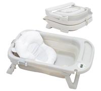 Olmitos - Bañera Plegable para Bebé con Reductor Extraíble, Termómetro y Tapón de Drenaje, Compacta y Antideslizante - Ideal para Viajes (Gris)