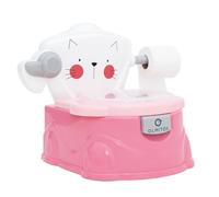 Olmitos Orinal bebe entrenamiento infantil Aprendo a ir al baño multifunción 2 en 1 reductor WC portatil 18+meses con portarrollos y vaso interior Potty (Cat)