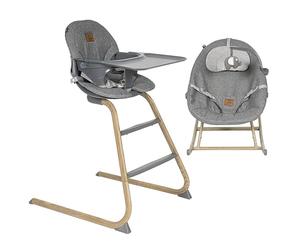 Olmitos - Trona bebé evolutiva 4 en 1 AURA regulable con hamaca alta, balancín, trona y silla alta - desde nacimiento 0+ hasta 12 años - silla infantil multifunción (Gris)