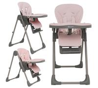 Olmitos Trona bebe multi posición ligera- Ajuste de altura y reclinable - Doble bandeja extraíble 3 posiciones - Funda de Polipiel Acolchada fácil limpieza- Arnés 5 Puntos hasta 3 años (Rosa)