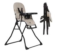 Olmitos - Trona evolutiva Bebé Plegable Ligera y Ultracompacta MINNA - Trona portátil de viaje 4.9kg ergonómica con Funda Acolchada de 6 meses a 3 años - reposapiés ajustable y Arnés 5 Puntos (Beige)