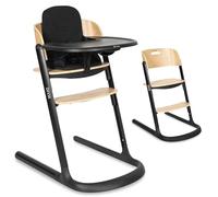 Olmitos Trona evolutiva de madera 2 en 1 DINNA Silla infantil Evolutiva y convertible desde 6 meses hasta adolescencia | Ajustable en altura y profundidad, bandeja extraíble y arnés 5 puntos (Negro)