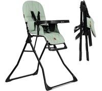 Olmitos - Trona para Bebé Plegable Ligera y Ultracompacta MINNA - Trona portátil de viaje 4.9kg ergonómica con Funda Acolchada de 6 meses a 3 años - reposapiés ajustable y Arnés 5 Puntos, Verde