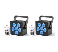 Oloaxolx 2PCS 50W Batería LED Par Spotlight 6 en 1 RGBWAUV DMX512 Luz de escenario con control remoto, 12 horas de duración de la batería Uplight para DJ Disco Party KTV Boda Cumpleaños