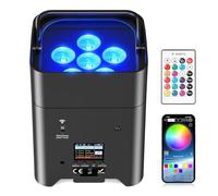 Oloaxolx Bateria Foco Par Led 6x18W RGBWA+UV Luces Escenario,batería para Exteriores, Recargables con Mando a Distancia,9600 mAh/APP/DMX512 Luces LED dj para Bodas DJ Iglesia Baile de Navidad