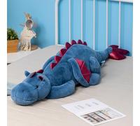 Ololele Dragón de peluche de 90 x 34 x 12 cm, 2,2 kg, juguete de dragón de peluche mediano para niños, rosa, blanco, verde y azul, disponible muy lindo dragón de peluche