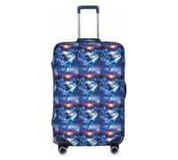 Olphins in Space - Funda elástica para maleta con cremalleras laterales invisibles, protege el equipaje de arañazos del polvo, White, XL