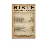 OLQEAAUF Bible Emergency Numbers Poster, Scripture Verses for Hope & Help, Inspirational Christian Wall-Art for Prayer Room or Gift(Framed,16X24inch(40X60cm))