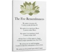 OLQEAAUF Buddhist Wall-Art Canvas Print The Five Remembrances Spiritual Poster Inspirational Quotes for Room Decor(Framed,08X12inch(20X30cm))