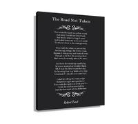 OLQEAAUF Robert Frost “The Road Not Taken” Poem Wall-Art, Full Text Print, Vintage Literary Decor for Study, Library, or Office(Framed,12X18inch(30X45cm))
