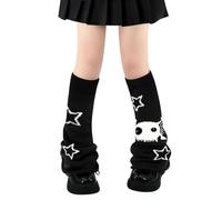 Olreco Calentadores Kawaii Calentadores de pierna Y2K Harajuku Calentadores de Pierna para Niñas Mujeres Gyaru Lindos Calentadores de Piernas Goth Lolita Accesorios, B Estrella Calavera Negra Emitida