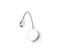 OLS Original, TOCOA aplique lector LED, brazo flexible, interruptor en base, luz cálida 3000K, 3W, aluminio cromo
