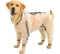 Olsa - Chubasquero Impermeable y Transparente con Capucha para Perros, con Rayas Reflectantes, Ideal para Todos los tamaños: pequeños, medianos y Grandes, días lluviosos o nevados. (L)
