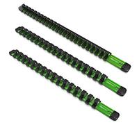 Olsa Tools Organizador de enchufes de aluminio de 1/2 pulgadas, 3/8 pulgadas y 1/4 pulgadas | Soporte de enchufe de calidad profesional (verde)