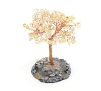 OLSKFUH Árbol De La Vida Decorativo De Cristal, Decoración del Hogar, Cristal Natural, Citrino, Grava, Alambre De Cobre, Árbol De La Vida, Adorno De Escritorio para Dormitorio, Árbol,