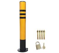 OLSKFUH Barrera De Seguridad con Poste, Bolardo con Cinta Reflectante, Bolardo De Acero Amarillo, Bolardo De Seguridad con 4 Pernos De Anclaje, Zonas De Tráfico Se,76 * 600mm