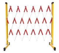 OLSKFUH Barrera Metálica Extensible, Barrera De Seguridad Peatonal Portátil, Base De Valla con 2 Ruedas, Barandilla para Obras De Construcción Escolares, Amarillo-120X500Cm, Amar,Red-120x500cm