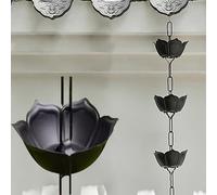 OLSKFUH Cadena De Lluvia Decorativa con Forma De Flor, para Colgar En La Puerta Principal, con Recubrimiento De Polvo Negro para Bajantes De Repuesto.,26 m (85ft)