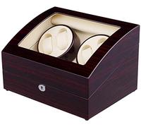 OLSKFUH Caja Enrolladora para Relojes Automáticos, 4 Posiciones De Enrollado, 6 Compartimentos De Almacenamiento, Carcasa De Madera, Pintura Negra Brillante Tipo Piano, 4 Modos.,