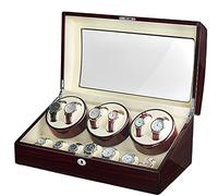 OLSKFUH Caja Expositora con 6 Remontadores Automáticos De Relojes Y 7 Compartimentos De Almacenamiento Adicionales. Se Abre Y Se Cierra. Incluye Agitador De Relojes De Madera.,