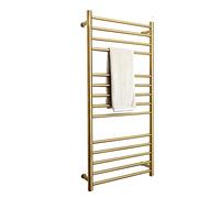 OLSKFUH Calentador De Toallas Eléctrico para Baño, Toallero Calefactable De Pared De 14 Barras, Tendedero De Acero Inoxidable 304, Modelos con O Sin Cable, Dorado.,Gold-Plug in