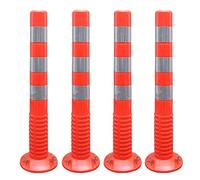 OLSKFUH Conos De Calle Flexibles para Postes Delimitadores De Tráfico De Estacionamiento, Equipo De Control De Tráfico De Plástico, Bolardo De Seguridad, Poste De Barrera para E,Red+Siver-4 Pack