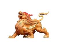 OLSKFUH Escultura De Arte Moderno para Escritorio, Decoraciones Feng Shui, Artesanías De Cobre, Adornos Decorativos Vintage De Pixiu con Base De Madera, Decoración Personalizada para,Right-M