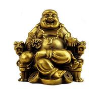 OLSKFUH Estatua De Buda para Interiores, Adornos De Feng Shui, Artesanías De Cobre Al Aire Libre, Buda De La Riqueza, Decoración del Hogar, Adornos para El Coche, Decoración De Medit,S