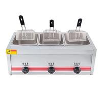 OLSKFUH Freidora Profesional De Glp, Freidora Comercial De Acero Inoxidable, Tapa con Cesta, para Restaurantes Comerciales Y Cocinas Domésticas, Tres Depósitos De 10 L + 10 L + 1,