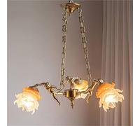 OLSKFUH Lámpara De Araña De Cobre Estilo Medieval con Ángel Y Flores, Ideal para Dormitorio, Comedor O Sala De Estar.,Warm Light-3 Lights