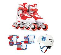 OLSSON Kit Patines en Línea niño niña - Tallas 28-31 y 32-35 - Ajustables - Rodamientos 608Z - Ruedas 64/70mm - Homologado - Patines + Casco + Rodilleras + Coderas + Muñequeras (Blanco/Halley, 36-39)