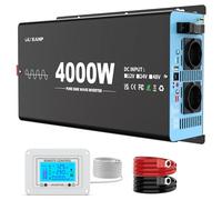 OLTEANP 4000W Inversor Onda Pura 12v a 230v Profesional, 8000W Pico, Convertidor de Corriente con Pantalla LCD y Mando, 2 Tomas AC y USB/Tipo-C, para Caravana Camper Batería Litio
